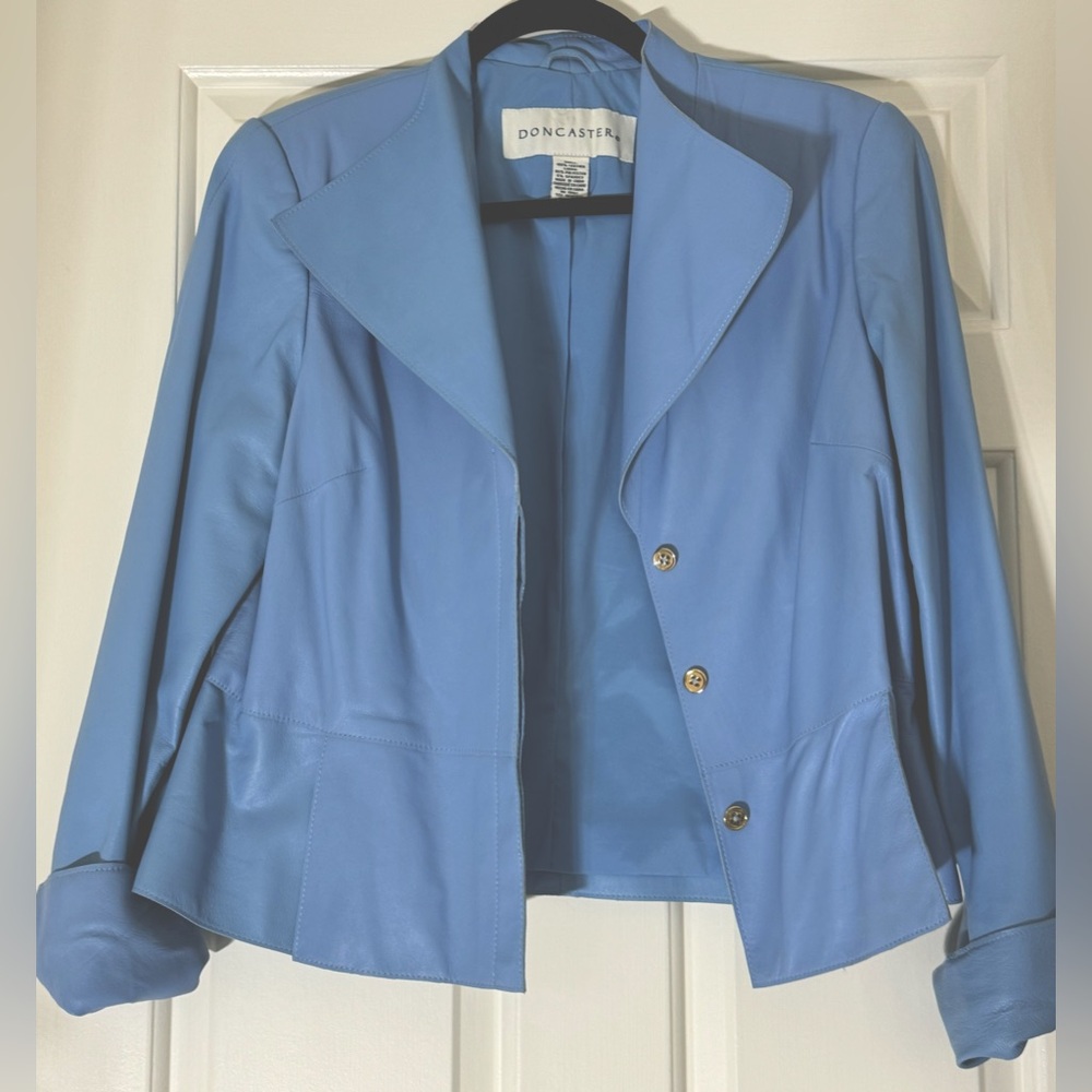 DONCASTER vintage light blue leather jacket